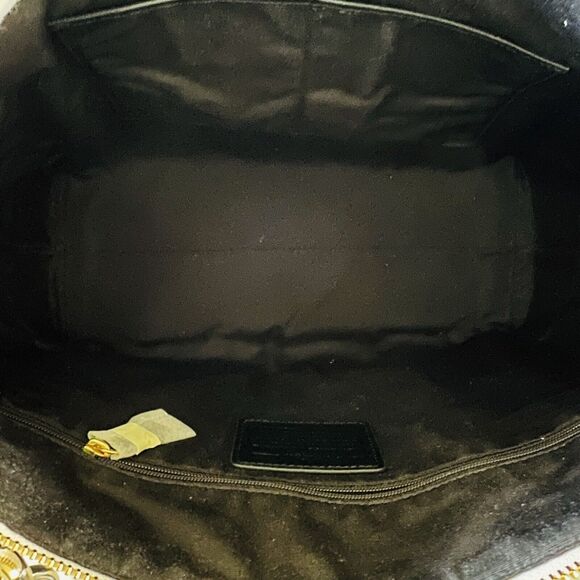 COACH Ava Black White Exotic Trim Leather Colorblock Tote Bag - Picture 9 of 12